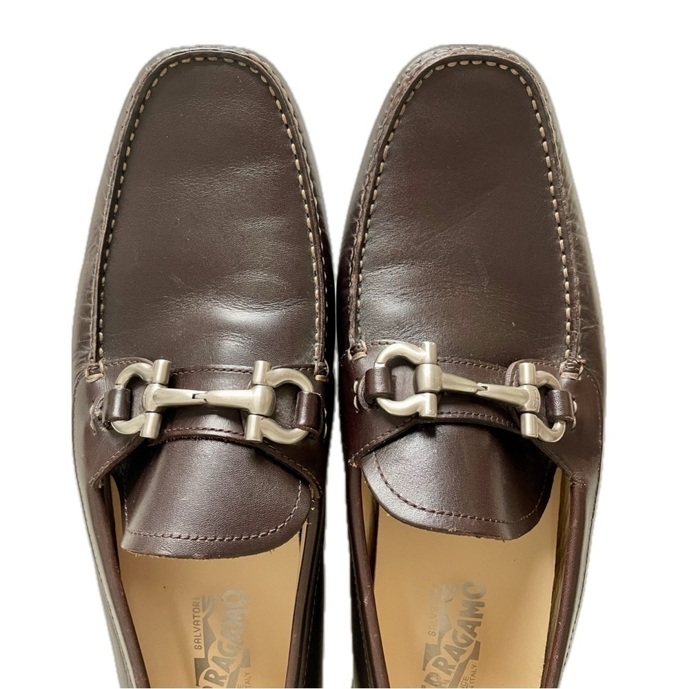 Salvatore Ferragamo Brown Leather Bit Loafers